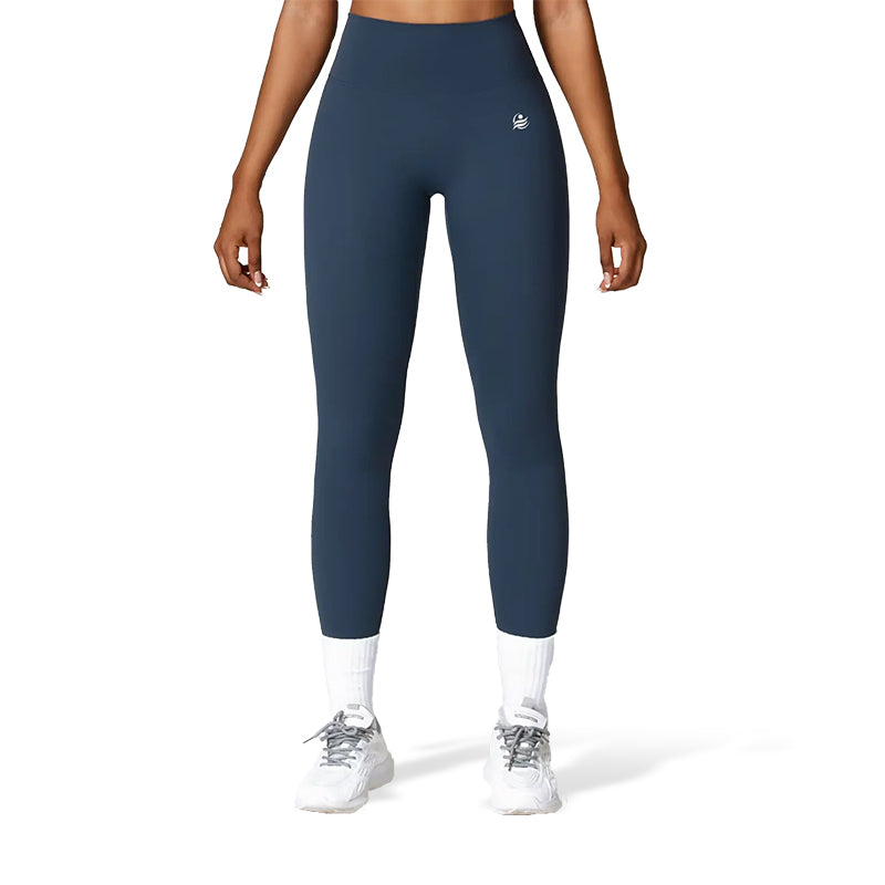 Women's High Waist Quick-Dry Fitness Yoga Leggings Badge Blue