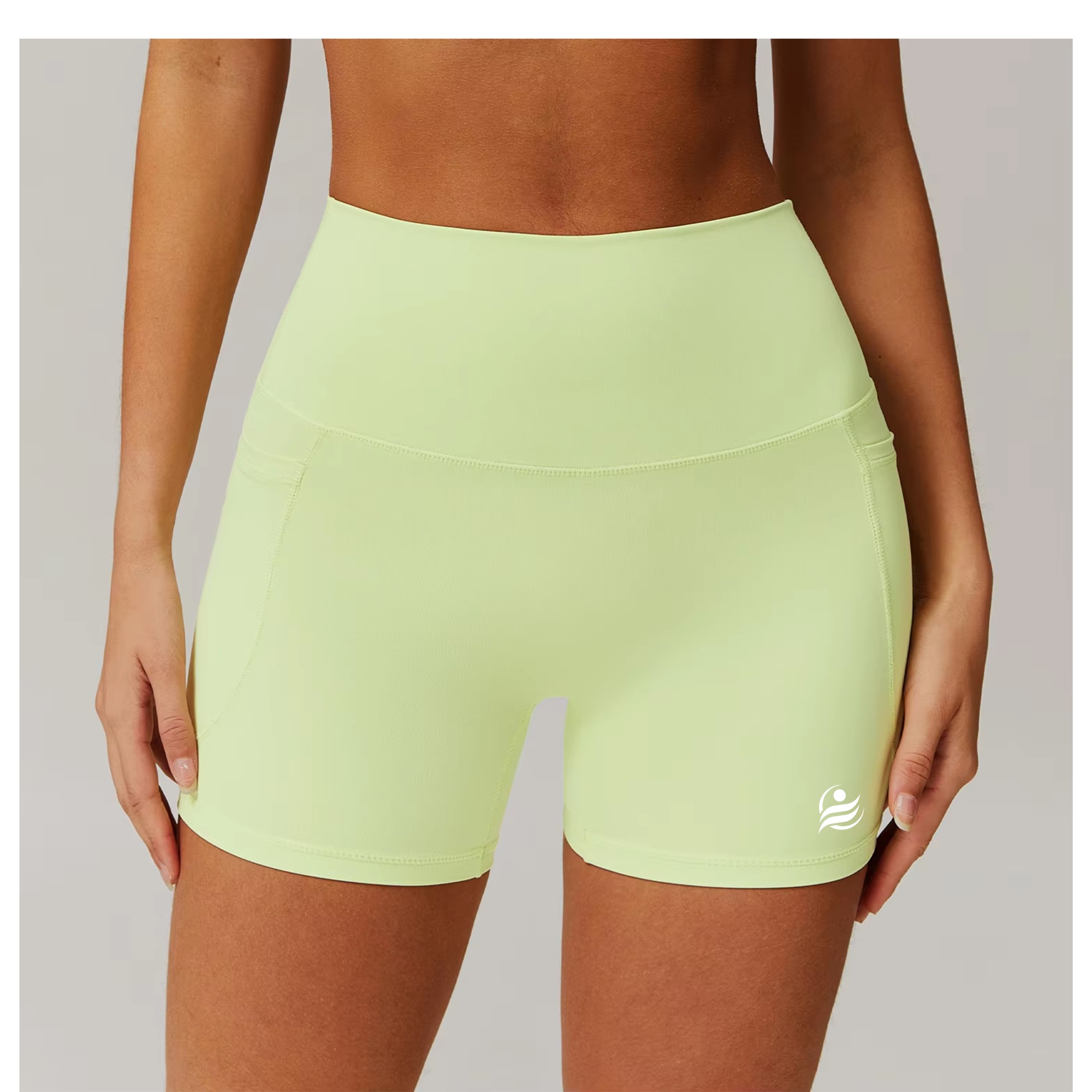 Women’s High Waist Quick-Dry Fitness Pocket Yoga Gym Shorts - Green