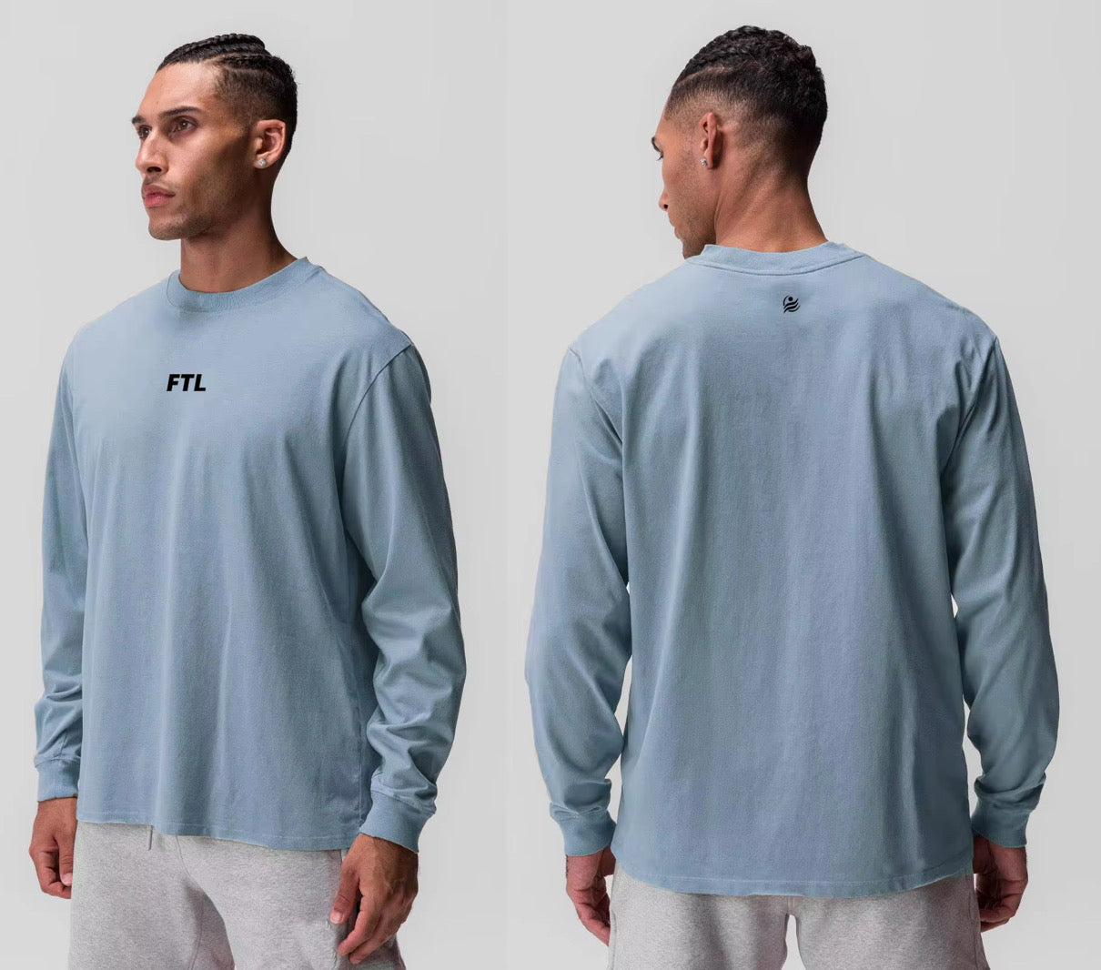 Long-Sleeve Active Wear cotton shirt - Light Blue