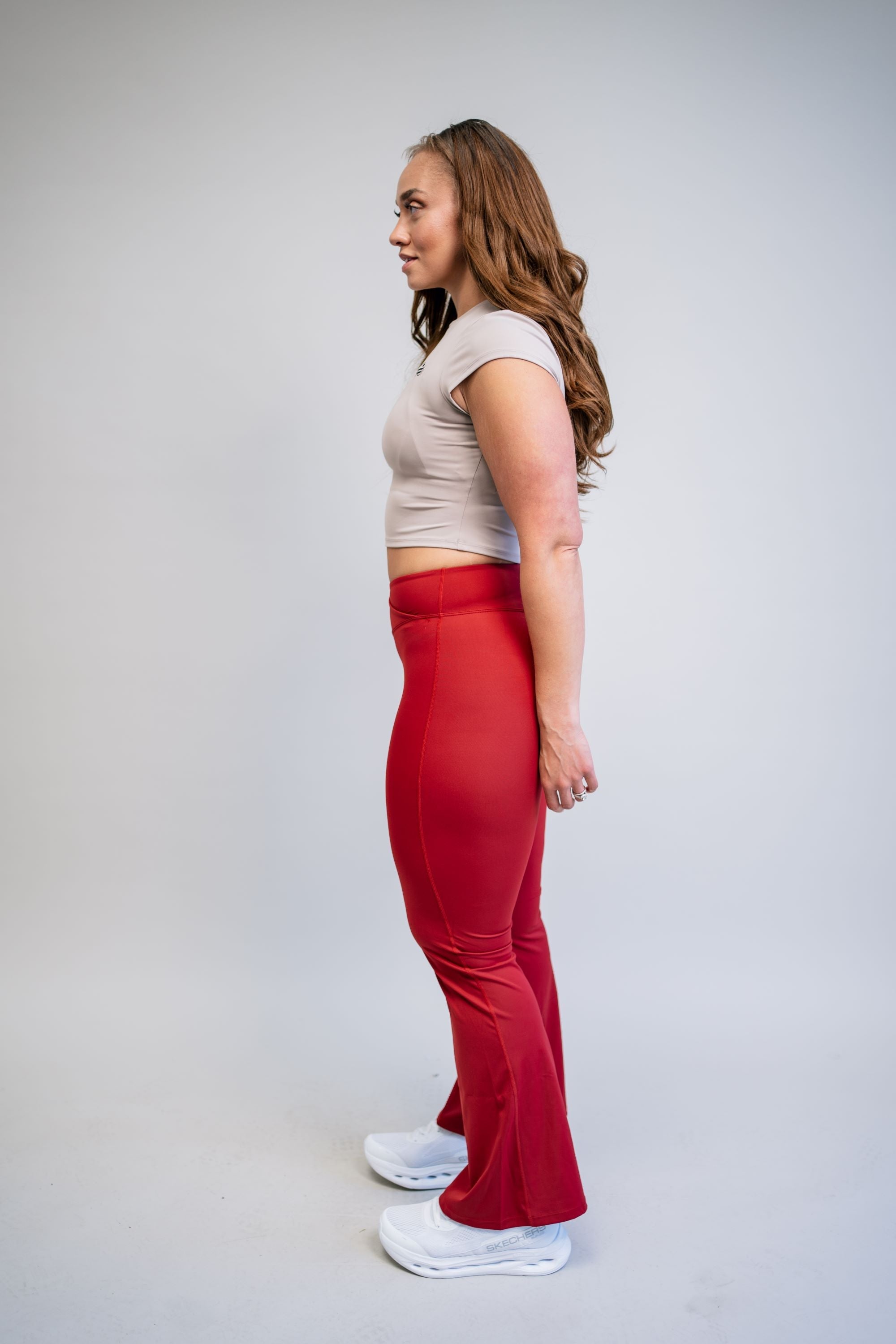 Scrunchy Flare Yoga Pants - Burgundy