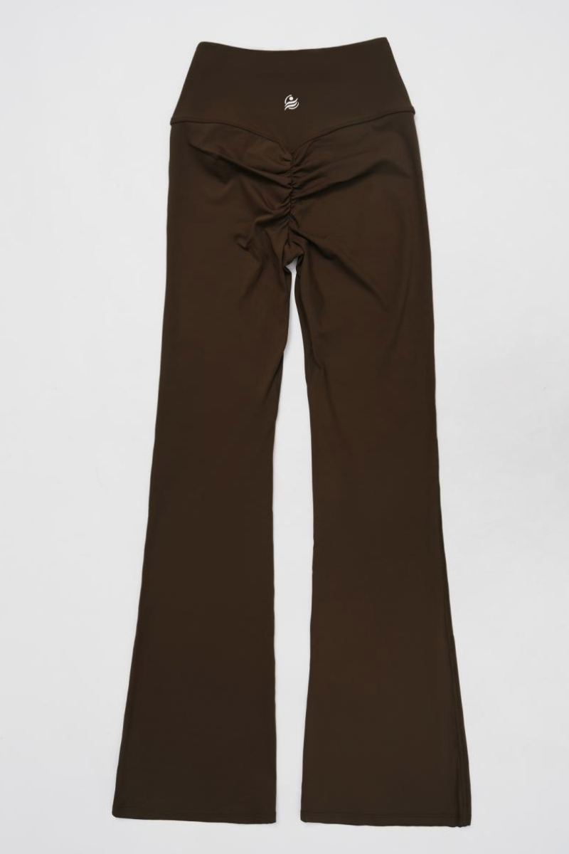 Scrunchy Flare Yoga Pants On the Go - Brown
