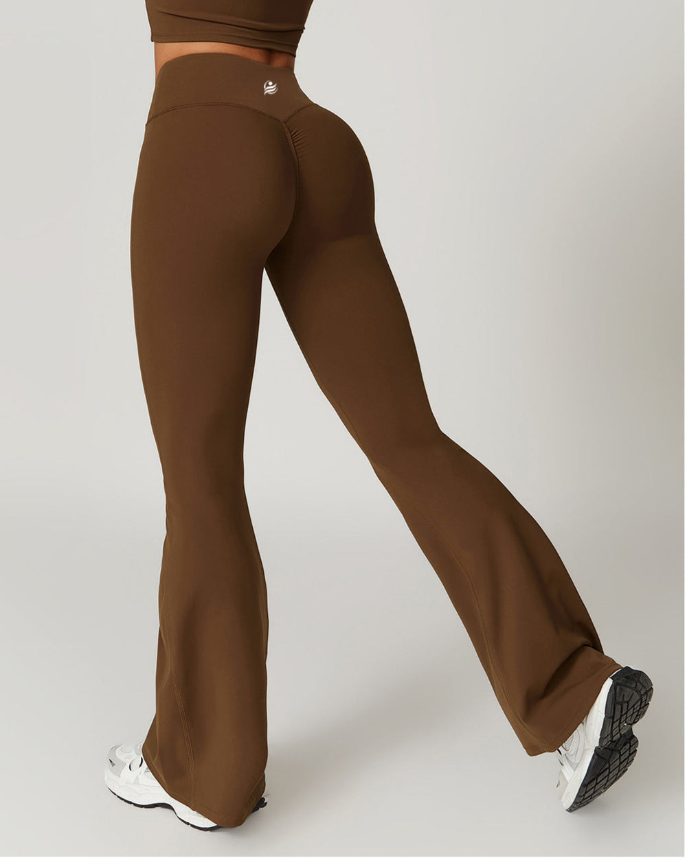 Scrunchy Flare Yoga Pants - Brown