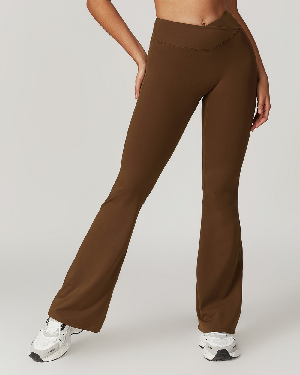 Scrunchy Flare Yoga Pants - Brown
