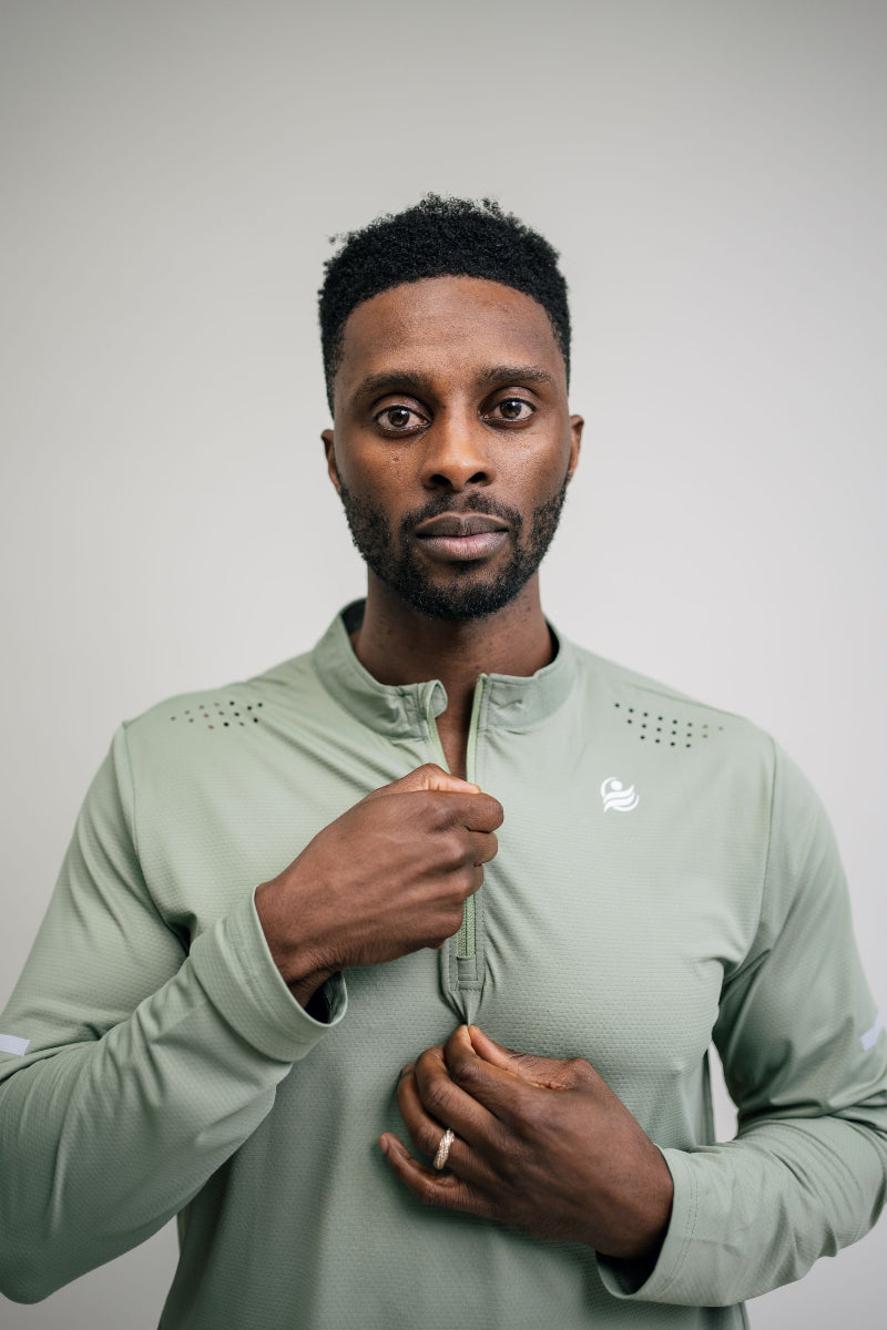 Men's Quick Dry Quarter-Zip - Olive Green