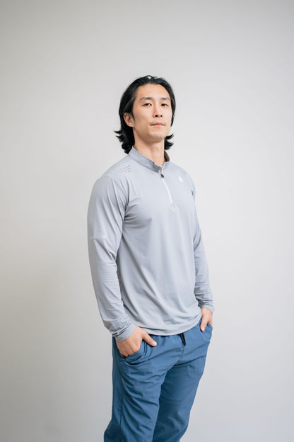 Men’s Quick Dry Quarter-Zip - Light Gray