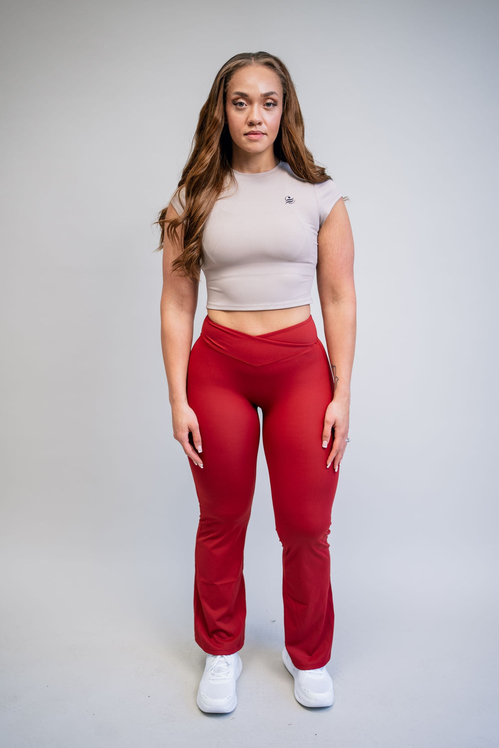 Scrunchy Flare Yoga Pants - Burgundy