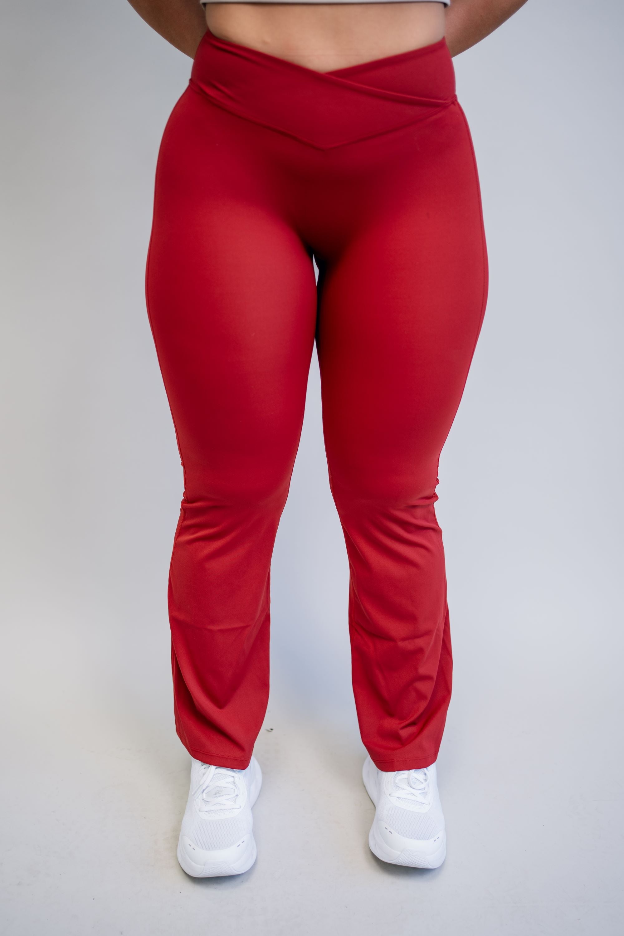 Scrunchy Flare Yoga Pants - Burgundy