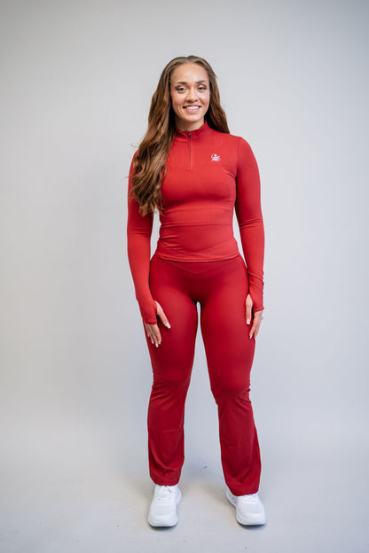 Scrunchy Flare Yoga Pants - Burgundy